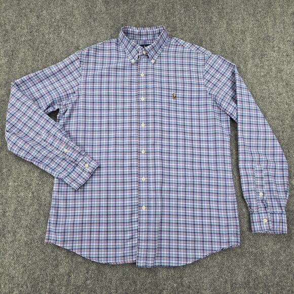 Ralph Lauren Shirt Mens Large Plaid Classic Fit Oxford Cloth Button Down Preppy - Picture 4 of 16